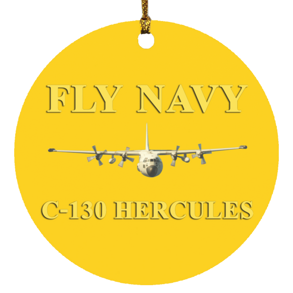 Fly Navy C-130 3 Ornament Ceramic - Circle