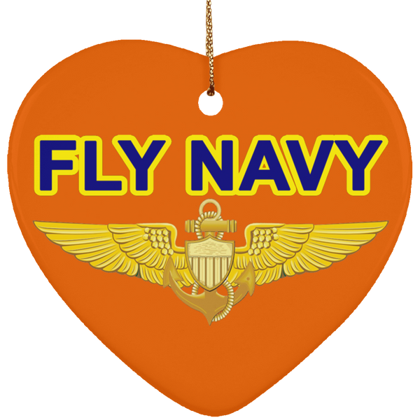 Fly Navy Aviator Ornament - Heart