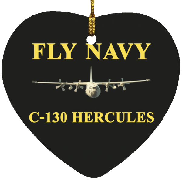 Fly Navy C-130 3 Ornament Ceramic - Heart