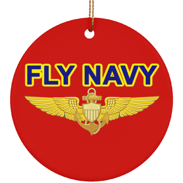 Fly Navy Aviator Ornament - Circle