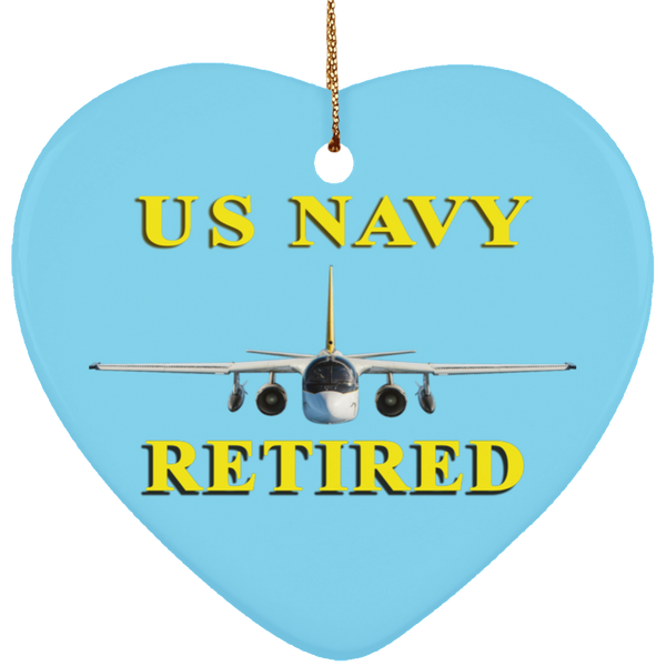 Navy Retired 2 Ornament - Heart
