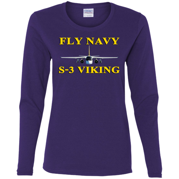 Fly Navy S-3 3 Ladies' Cotton LS T-Shirt