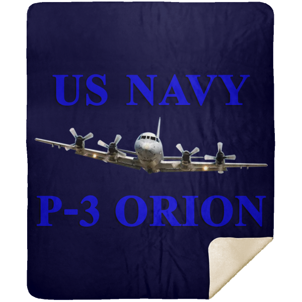 US Navy P-3 1 Blanket - Premium Mink Sherpa Blanket 50x60