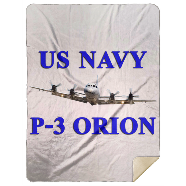 US Navy P-3 1 Blanket - Premium Mink Sherpa Blanket 60x80