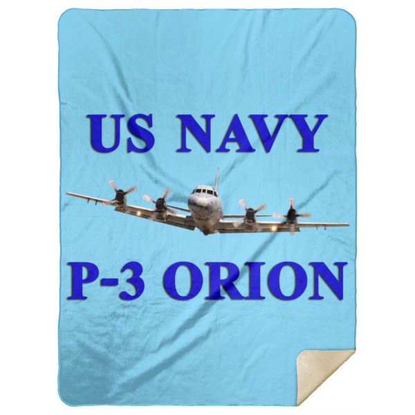 US Navy P-3 1 Blanket - Premium Mink Sherpa Blanket 60x80