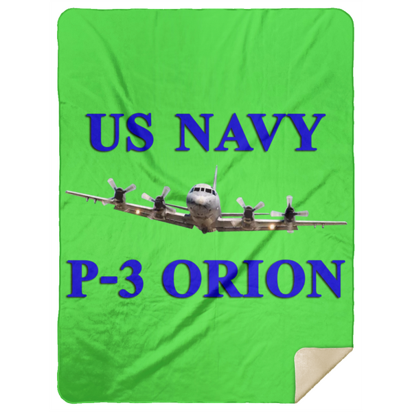 US Navy P-3 1 Blanket - Premium Mink Sherpa Blanket 60x80