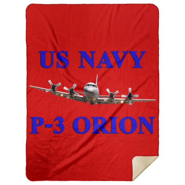 US Navy P-3 1 Blanket - Premium Mink Sherpa Blanket 60x80