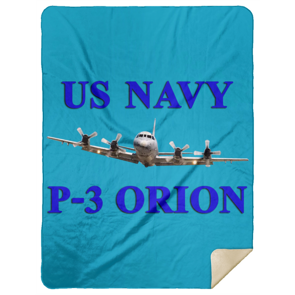 US Navy P-3 1 Blanket - Premium Mink Sherpa Blanket 60x80