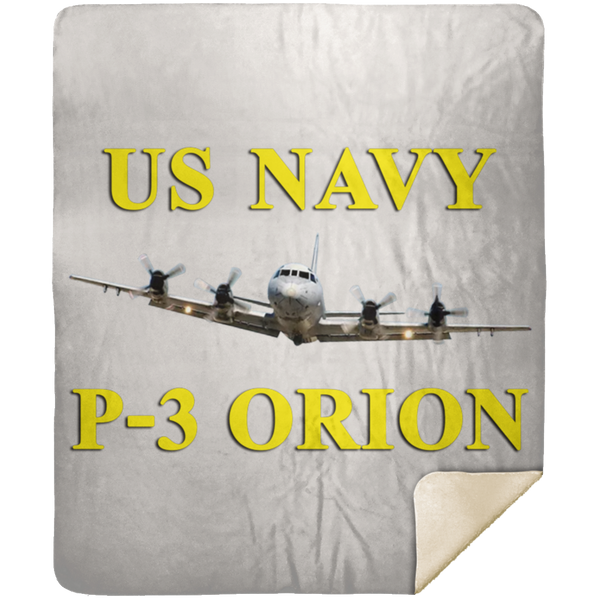 US Navy P-3 3 Blanket - Premium Mink Sherpa Blanket 50x60