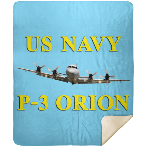 US Navy P-3 3 Blanket - Premium Mink Sherpa Blanket 50x60