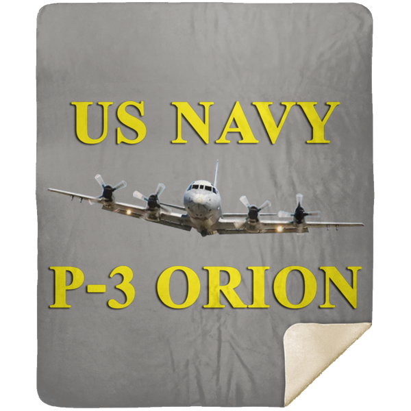 US Navy P-3 3 Blanket - Premium Mink Sherpa Blanket 50x60