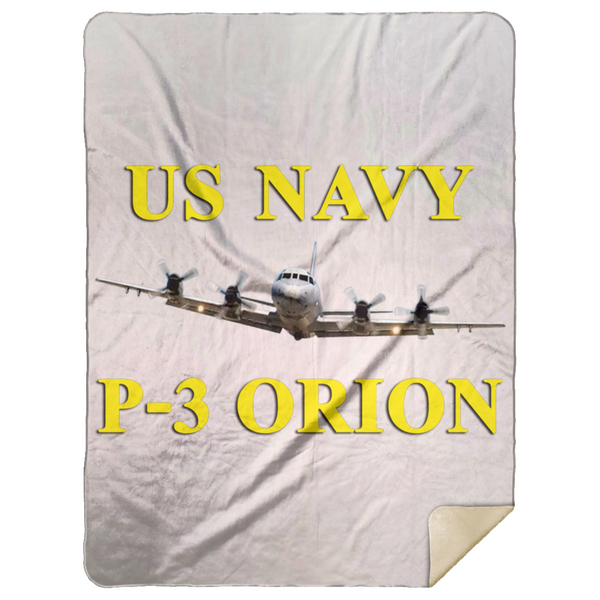 US Navy P-3 3 Blanket - Premium Mink Sherpa Blanket 60x80