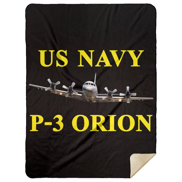 US Navy P-3 3 Blanket - Premium Mink Sherpa Blanket 60x80