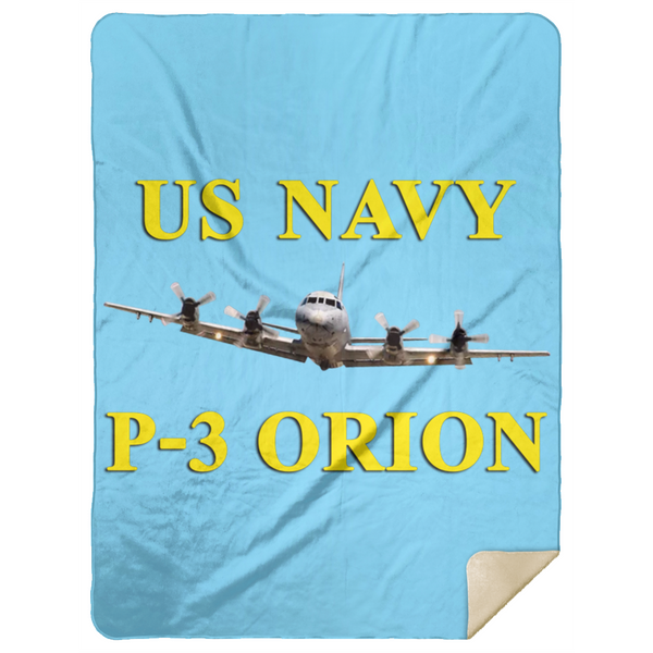 US Navy P-3 3 Blanket - Premium Mink Sherpa Blanket 60x80