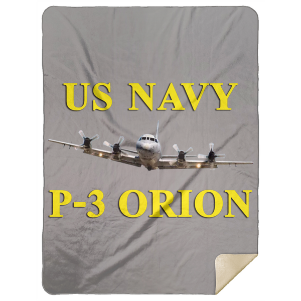 US Navy P-3 3 Blanket - Premium Mink Sherpa Blanket 60x80