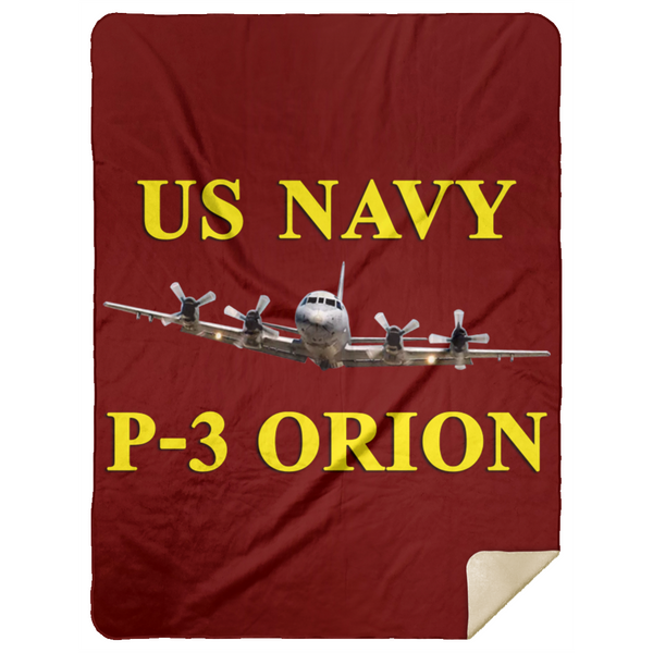 US Navy P-3 3 Blanket - Premium Mink Sherpa Blanket 60x80