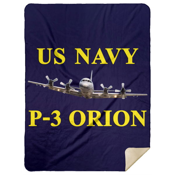 US Navy P-3 3 Blanket - Premium Mink Sherpa Blanket 60x80